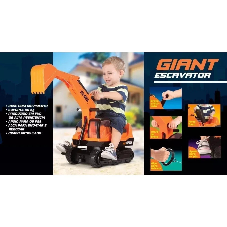 Trator Escavadeira Gigante Infantil – Diversão e Aventura para os Pequenos 🚜👷