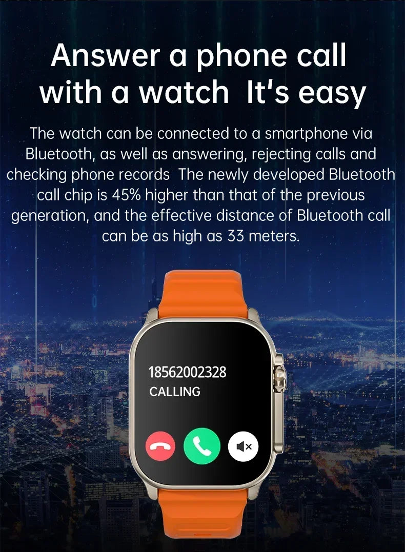 Smartwatch T900 U2 – Chamada Bluetooth, Carregamento sem fio, NFC, GPS, Jogos, 49mm