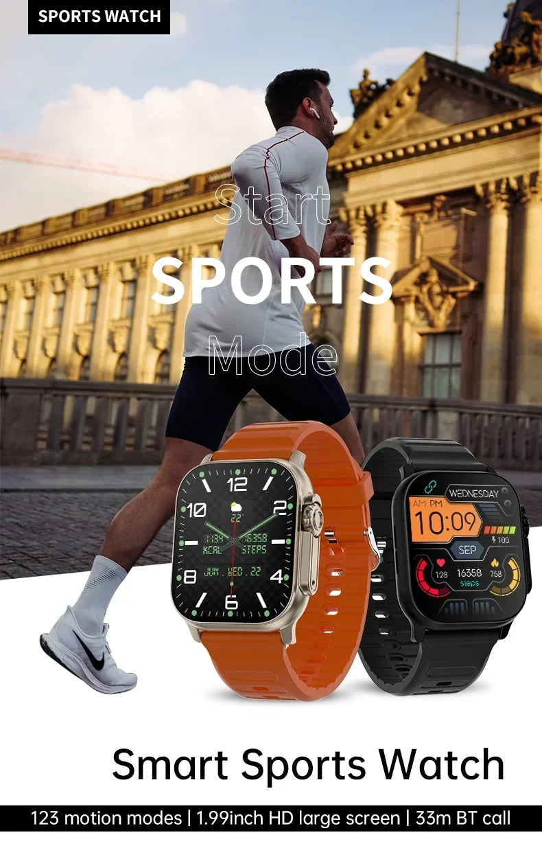 Smartwatch T900 U2 – Chamada Bluetooth, Carregamento sem fio, NFC, GPS, Jogos, 49mm