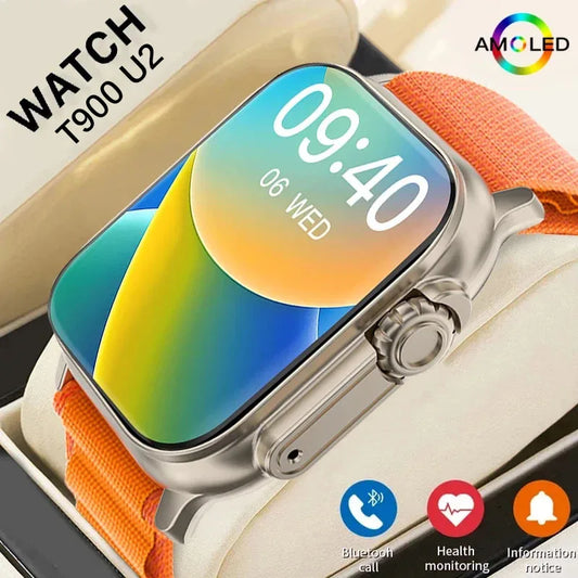 Smartwatch T900 U2 – Chamada Bluetooth, Carregamento sem fio, NFC, GPS, Jogos, 49mm